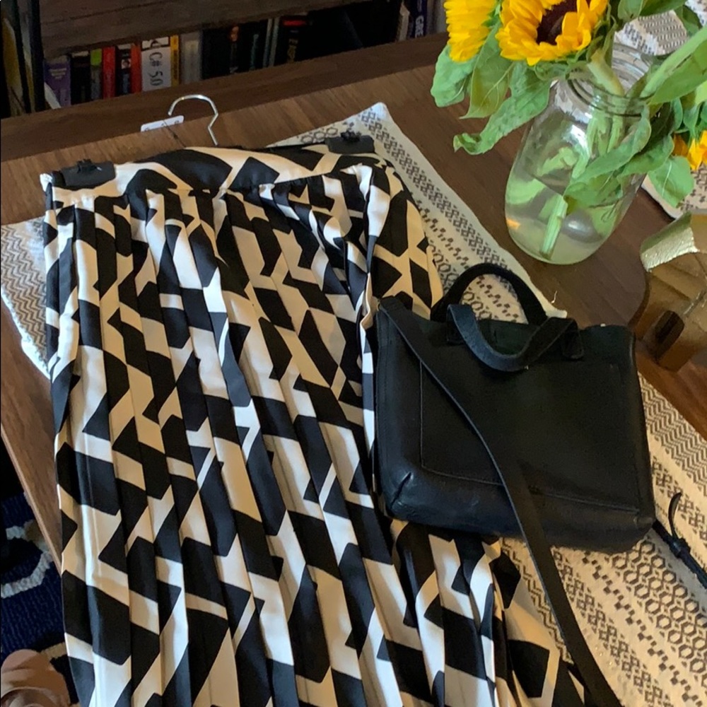 Mango pleated geometric midi skirt